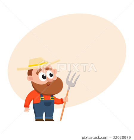 Funny farmer, gardener character in overalls 32028979