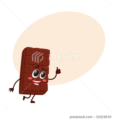 Cute chocolate bar character with funny face 32029039