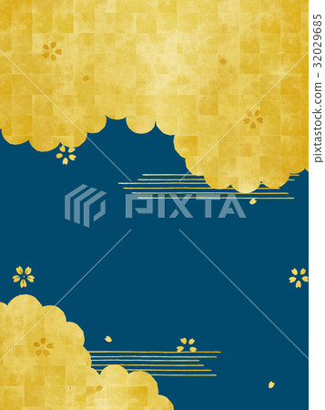 金葉櫻花和雲的屏幕 32029685