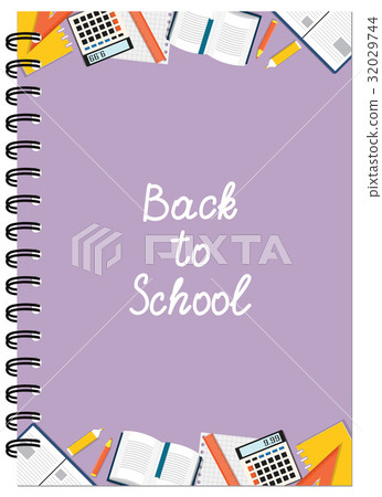 A5 violet cover design school notebook with text 32029744