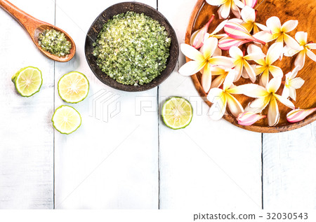 Spa and massage decoration on white background Spa and massage decoration on white background 32030543