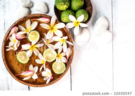 Spa and massage decoration on white background 32030547