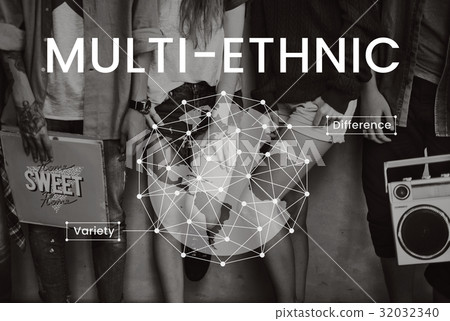 People standing beside wall network graphic 32032340