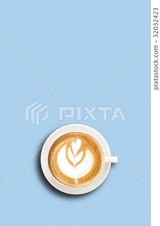 Coffee latte art on color background , coffee concept , coffee idea 32032423