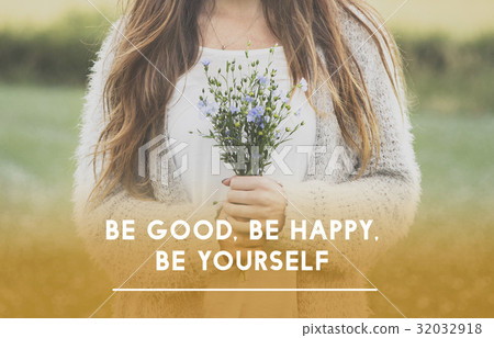 Be Good Happy Yourself Phrase Words 32032918