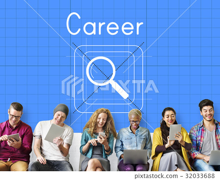 Job search magnifier glass symbol Job search magnifier glass symbol 32033688