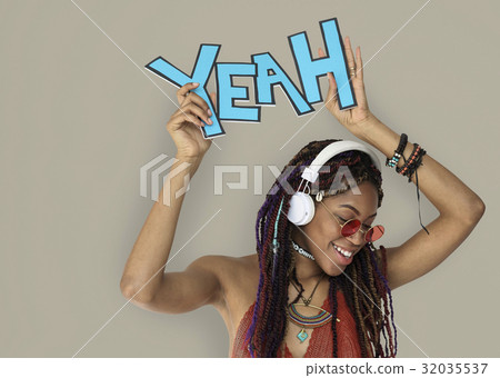 African Descent Female Yeah Headphones 32035537