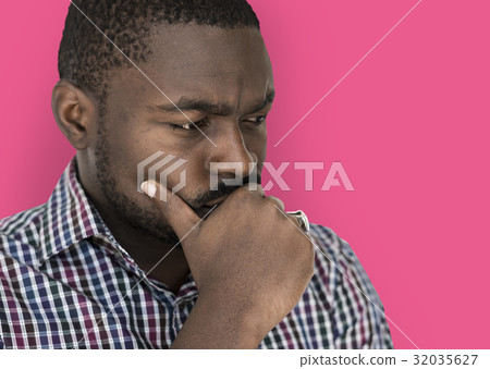 African descent man is feeling nervous African descent man is feeling nervous 32035627