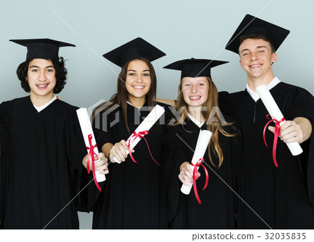 Diverse Group Of Students Holding Diploma Diverse Group Of Students Holding Diploma 32035835