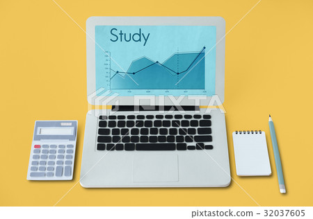 Corporate business line graph report Corporate business line graph report 32037605