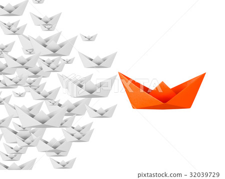 leadership concept with paper boat leadership concept with paper boat 32039729