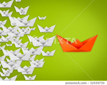 leadership concept with paper boat leadership concept with paper boat 32039730