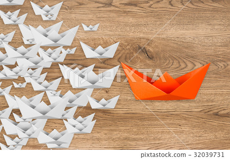 leadership concept with paper boat leadership concept with paper boat 32039731