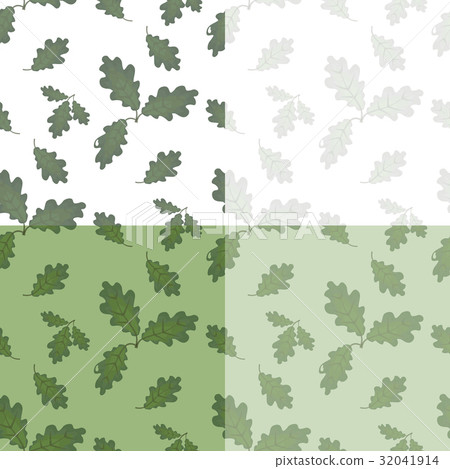 Set of green oak leaves. Drawing without the mesh 32041914