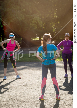 Women warming up outside 32043186
