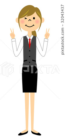 穿制服的婦女穿V標誌 32043437