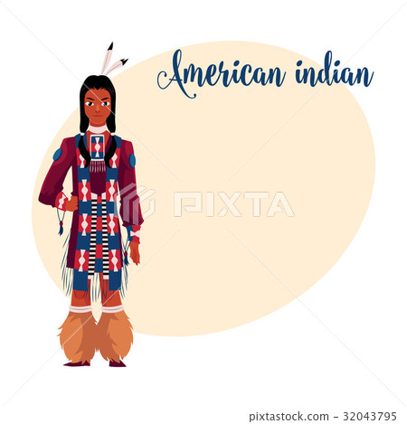 Native American Indian man in traditional national 32043795