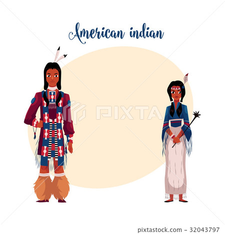 Native American Indian couple in traditional 32043797
