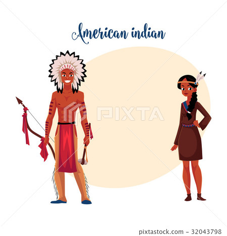 Native American Indian couple in traditional Native American Indian couple in traditional 32043798