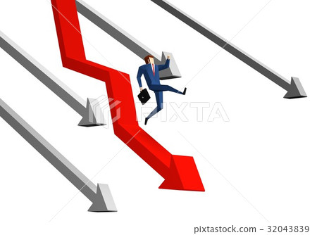 Businessman falling from the descending arrow - Stock Illustration ...