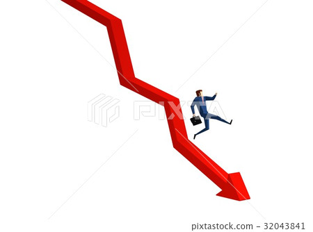 Businessman falling from the descending arrow - Stock Illustration ...