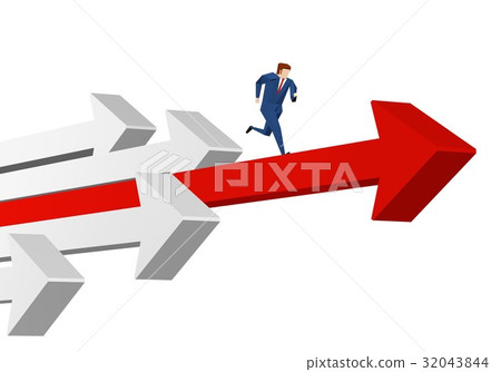 A businessman running on the arrow 32043844