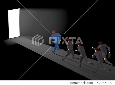A businessman running towards the exit 32043900