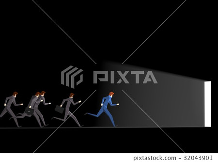 A businessman running towards the exit 32043901