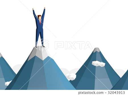 A businessman who is pleased at the summit 32043913