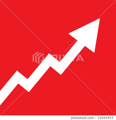 Rising arrow isolated on red background - Stock Illustration [32043953 ...
