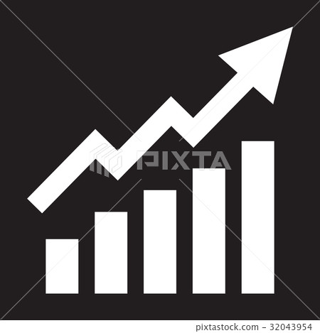 Growing bars graphic icon with rising arrow 32043954