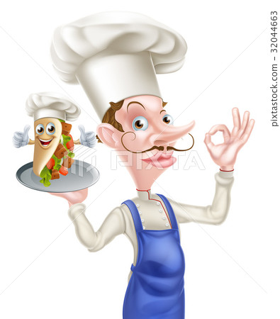 Cartoon Chef Perfect Kebab Mascot 32044663