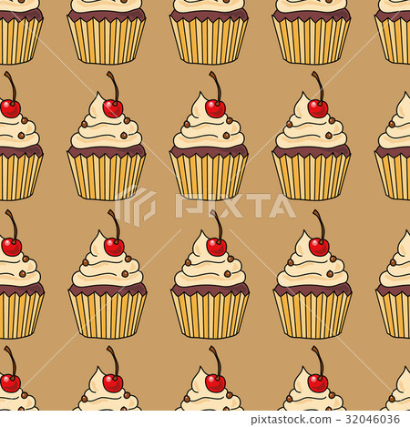 Seamless pattern with cakes, vector illustration 32046036