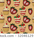 Seamless pattern with cakes, vector illustration 32046129