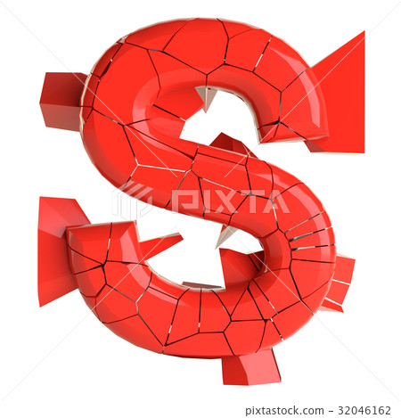 Futuristic red cracked letter. 3D illustration Futuristic red cracked letter. 3D illustration 32046162