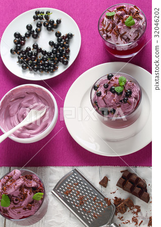 homemade ice cream dessert of blackcurrant homemade ice cream dessert of blackcurrant 32046202