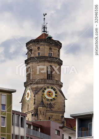Stiftskirche church bell tower in Stuttgart in Ger 32046506