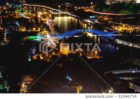 Night aerial view of Tbilisi, Georgia country. Night aerial view of Tbilisi, Georgia country. 32046734