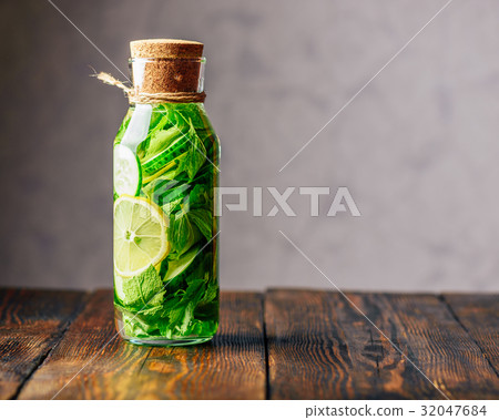 Detox Water with Lemon, Cucumber and Mint. 32047684