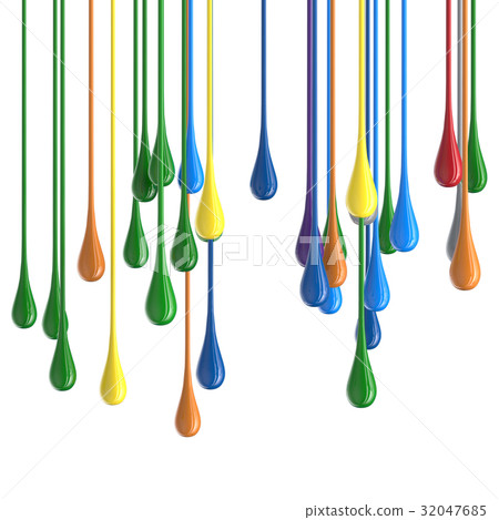 3D color glossy paint drop blobs 32047685
