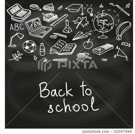 Back to school, hand drawn set color sketch 32047894