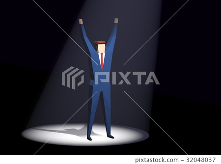 A businessman who is happy to be exposed to the spotlight A businessman who is happy to be exposed to the spotlight 32048037