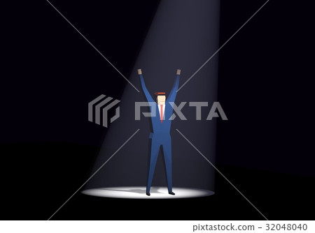 A businessman who is happy to be exposed to the spotlight A businessman who is happy to be exposed to the spotlight 32048040
