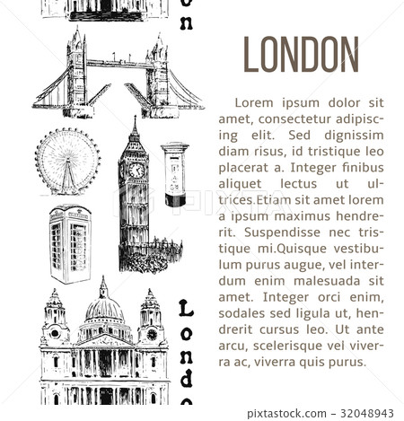 Set of Paris symbols. vertical stripe with 32048943