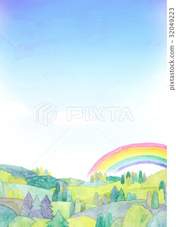Watercolor illustration Natural landscape mountain 32049223