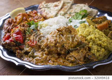 Indian Dishes on traditional Thali 32049418
