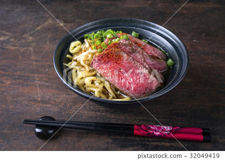 Ramen Soup with Wagyu Beef Filet in Bowl Ramen Soup with Wagyu Beef Filet in Bowl 32049419