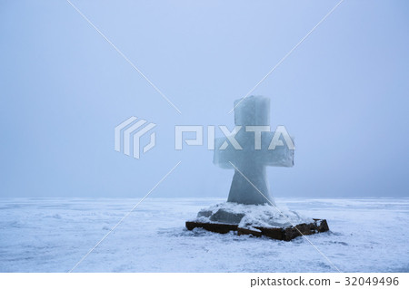 Beautiful winter landscape with Ice Cross on Beautiful winter landscape with Ice Cross on 32049496