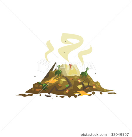 Pile of decaying garbage, waste processing and 32049507