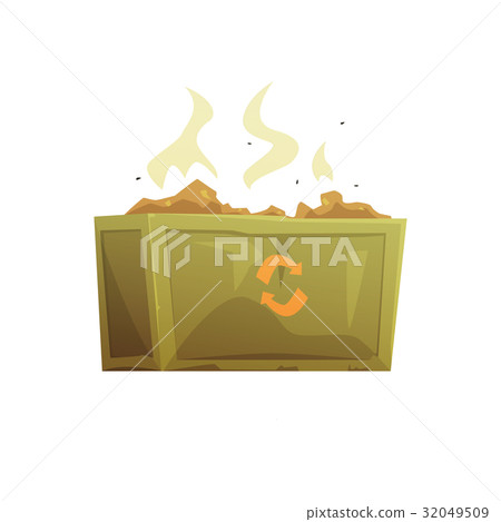 Large khaki and orange dumpster full of rubbish Large khaki and orange dumpster full of rubbish 32049509